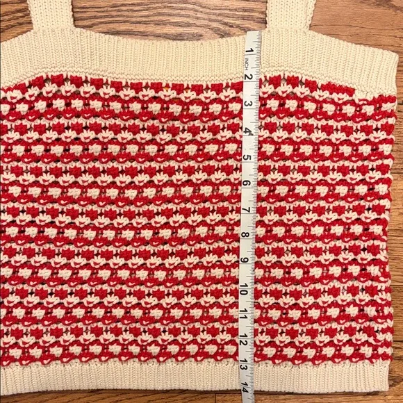Guest in Residence Knitters Red and Cream Knit Tank Top - Picture 6 of 7